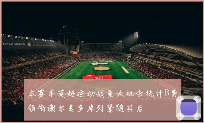 本赛季英超运动战重大机会统计B费领衔谢尔基多库列紧随其后